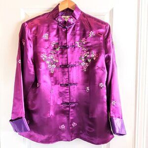 Fok Fang Purple Chinese Floral Embroidered Jacket